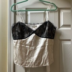 Abercrombie & Fitch Cream and Black Lace Babydoll Cami